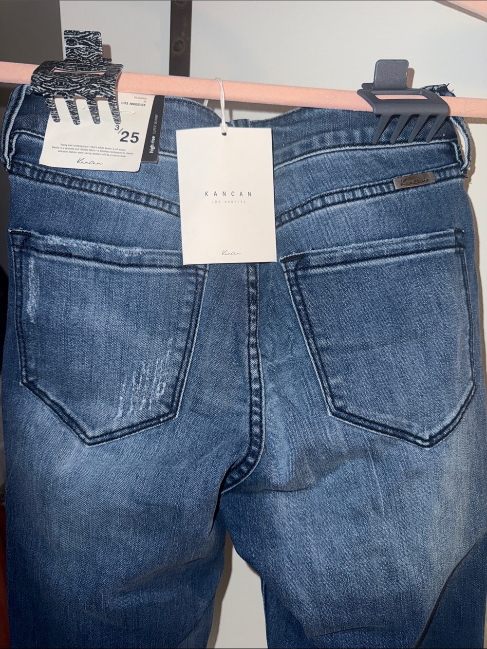 Women’s High-Rise Button-Fly Blue super Skinny Jeans - Picture 4 of 6